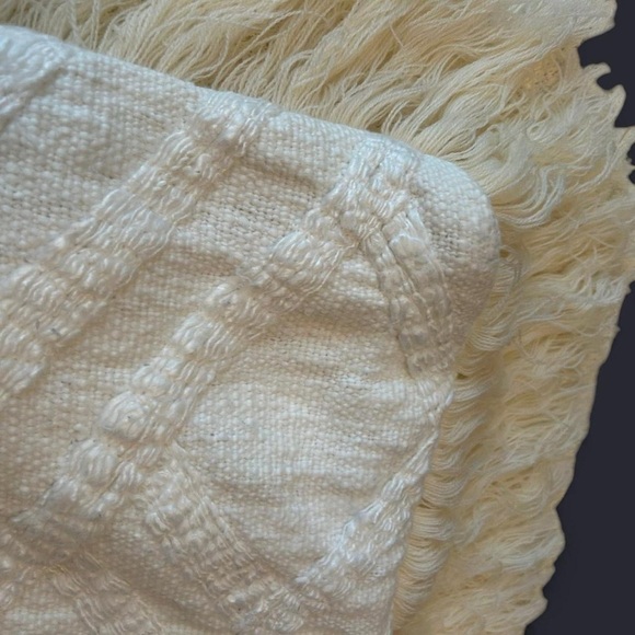 Luxury 24x24” Boho Pillow Cover with Fringe & Diamond Pattern – Like New! - Picture 2 of 6